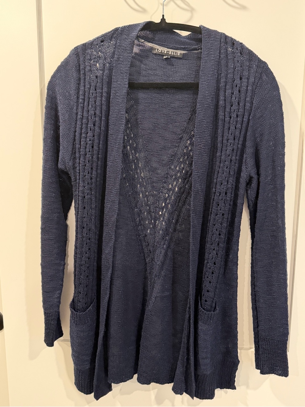 Love Ellie Women's Navy Open-Front Knit Cardigan
